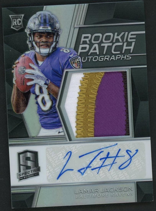 2018 Panini Spectra Prizm Lamar Jackson #217 RC Rookie Patch Auto /99