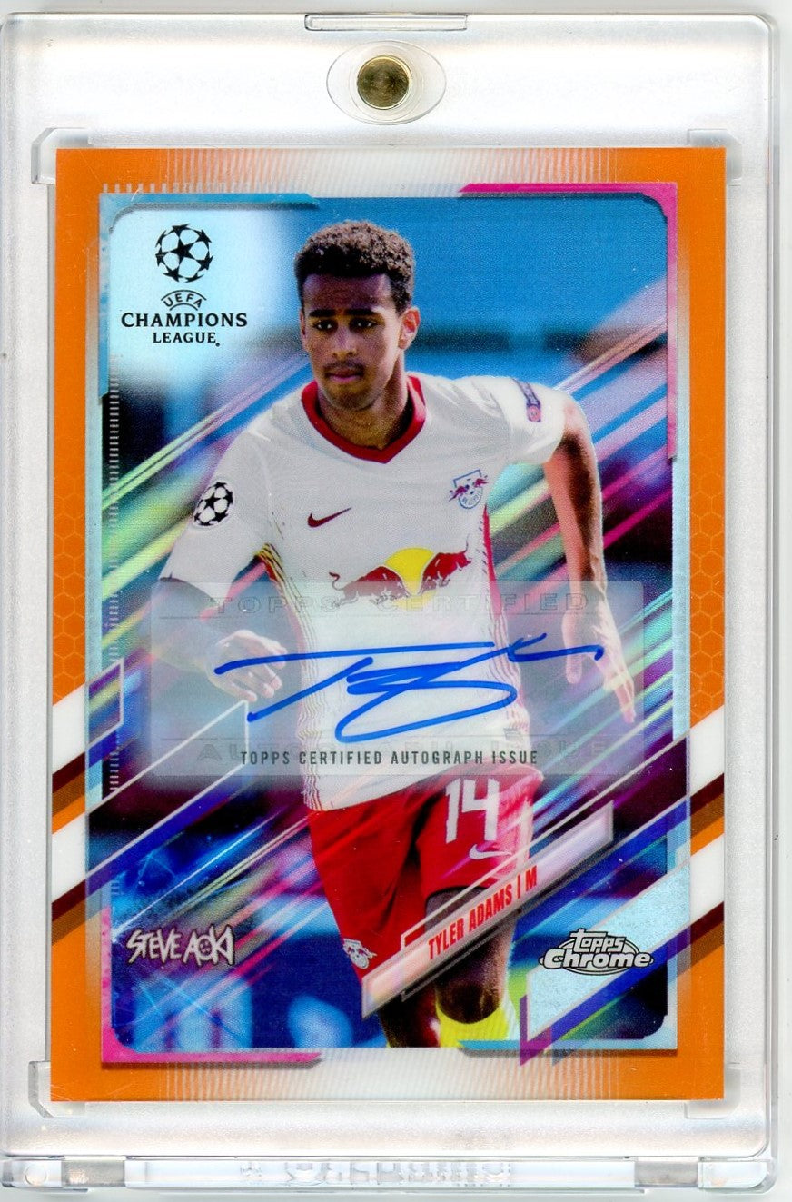 Tyler Adams 2021 Topps Chrome UCL Steve Aoki Edition Autographs Orange #'d 08/25