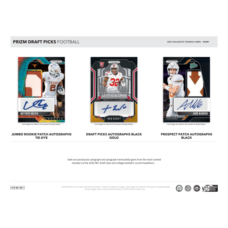 2025 Panini Prizm Draft Picks Collegiate Football Hobby 16 Box Case